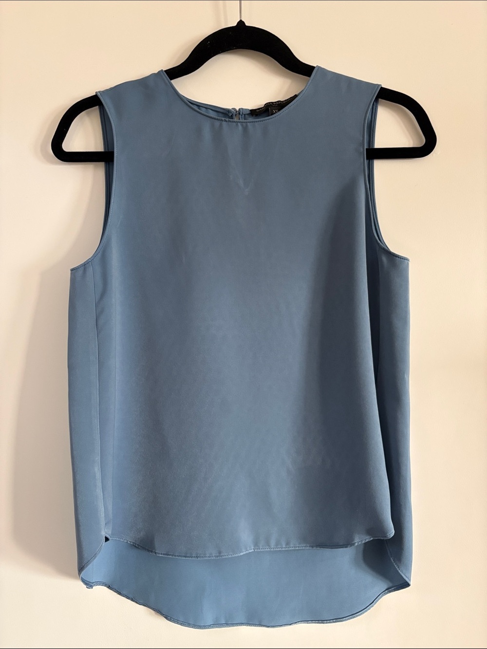 Sleeveless Blue Satin Tank